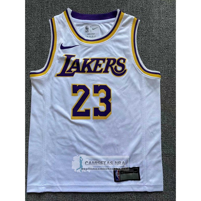 Camiseta Nino Los Angeles Lakers LeBron James NO 23 Association 2022-23 Blanco